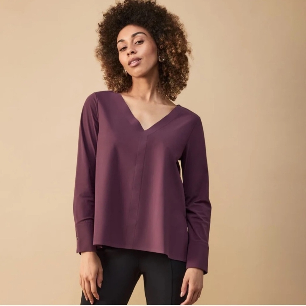 Aday Something Tailored Blouse in Plum, XS (NWOT)